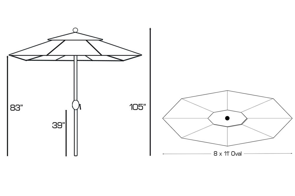8' x 11' Oval Umbrella by Galtech International - Image 3